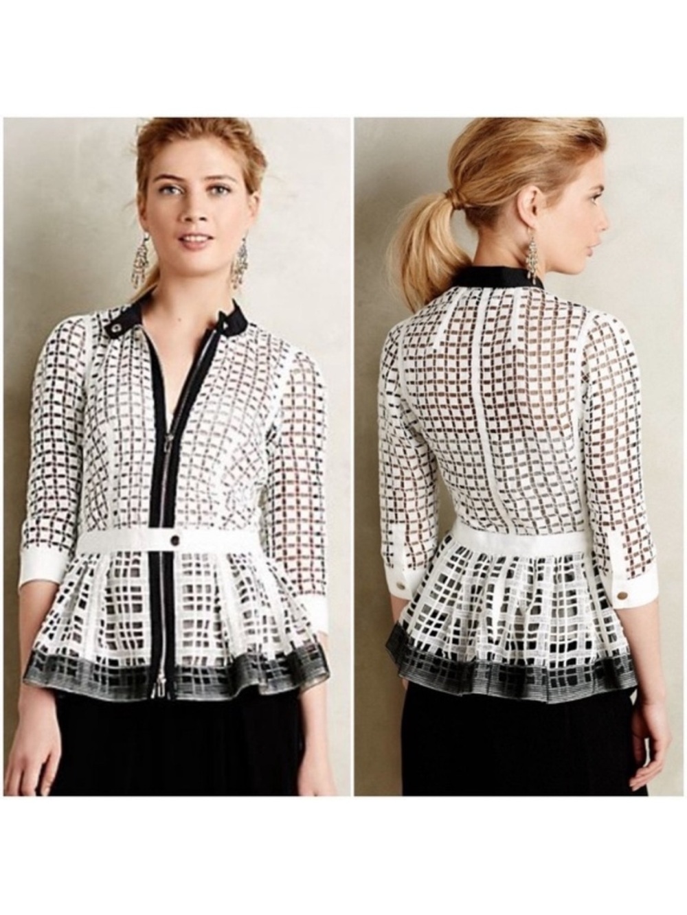 Anthropologie Beguile by Byron Lars Lace Peplum Jacket Size 6 - Picture 7 of 14